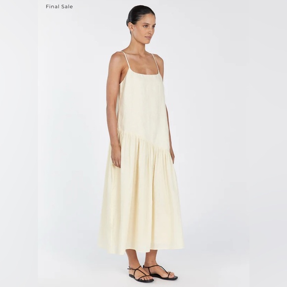 DISSH Linen Butter Yellow Midi Dress - Picture 2 of 9